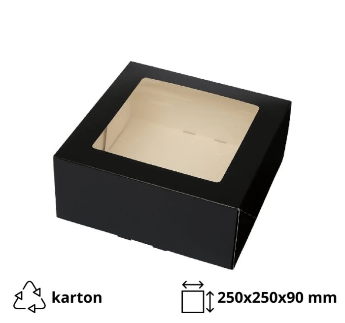 Kutija za torte s prozorom 250x250x90 mm crna [10 kom/pak]