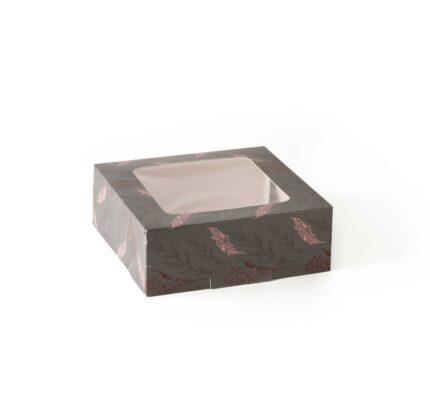 Kutija za torte s prozorom 200x200x90 siva/cvijeće [10 kom/pak]