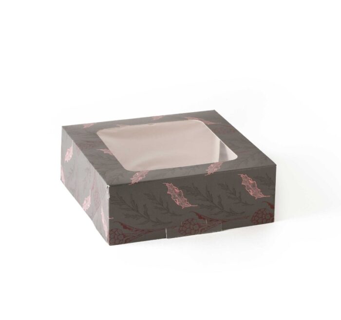Kutija za torte s prozorom 280x280x60 siva/cvijeće [10 kom/pak]