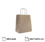 Papirnata vrećica s pletenom ručkom 260х170х255 mm kraft 25 kom/pak