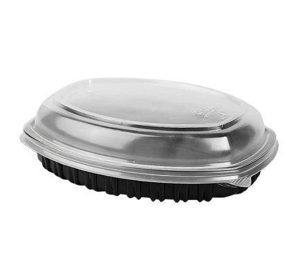 Posuda PP 1450 ml 257х202×37 mm crna, za poklopcem, 70 kom (komplet)