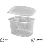 Posuda PP 750 ml 139x102x90mm prozirna, s porkovom, 50 kom komplet