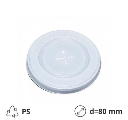 Ravan poklopac s rupom za slamčicu d=80 mm 100 kom