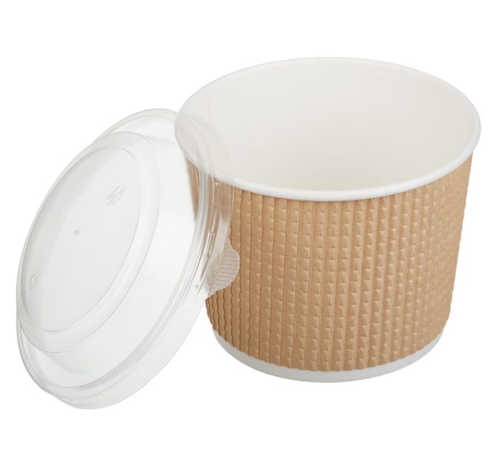 Papirnata posuda Tambien ECO 520 ml d=110 mm h=84,5 mm valoviti kraft, točkasta, za poklopcem, 50 kom (komplet)