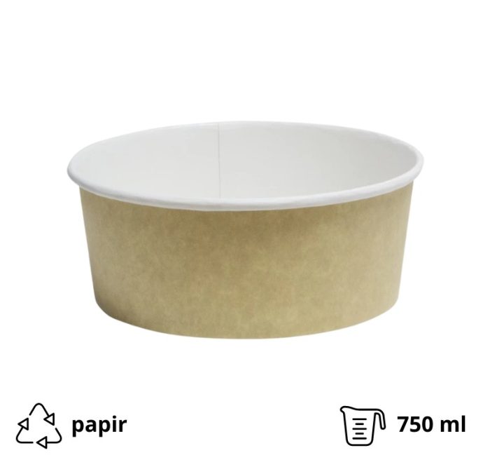 * Papirnata posuda za salatu 750 ml d=146 mm h=65 mm kraft, bez poklopca [50 kom/pak]