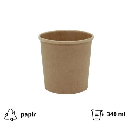Papirnata posuda Tambien ECO 340 ml d=90 mm h=85 mm kraft, bez poklopca [25 kom/pak]