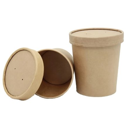 Papirnata posuda Tambien ECO 440 ml d=97 mm h=100 mm za poklopcem, kraft (komplet)