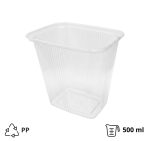 Posuda PP 500 ml 108x82x104 mm prozirna, bez poklopca [50 kom/pak]