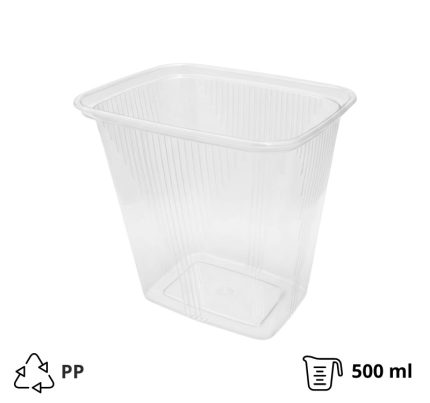 Posuda PP 500 ml 108x82x104 mm prozirna, bez poklopca [50 kom/pak]