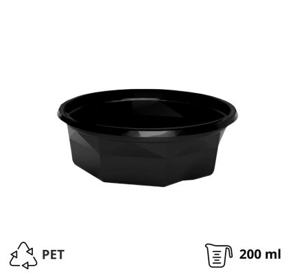 Posuda PET 200 ml d=116 mm h=38 mm crna, bez poklopca [100 kom/pak]