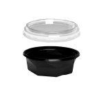 Posuda PET 200 ml d=116 mm h=38 mm crna za poklopcem, 100 kom (komplet)