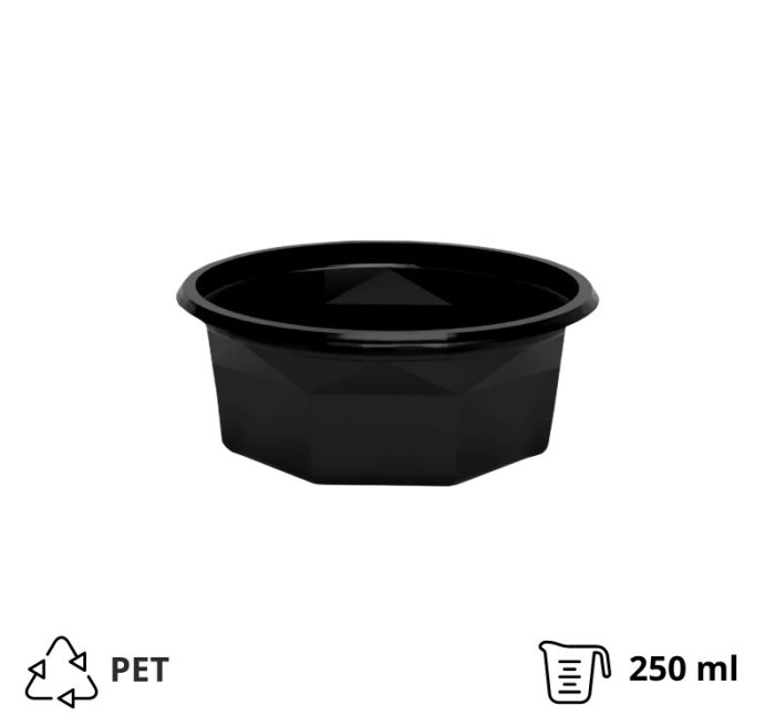 Posuda PET 250 ml d=116 mm h=45 mm crna, bez poklopca [100 kom/pak]