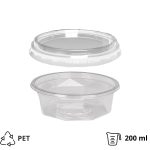 Posuda PET 200 ml d=116 mm h=38 mm prozirna za poklopcem, 100 kom (komplet)