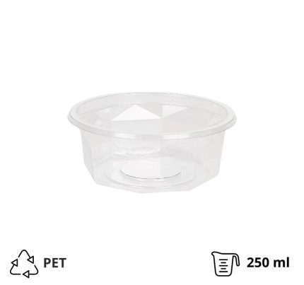 Posuda PET 250 ml d=116 mm h=45 mm prozirna, bez poklopca [100 kom/pak]