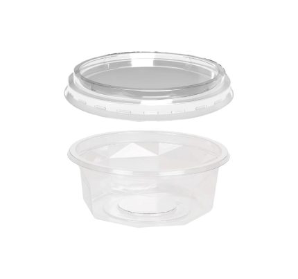 Posuda PET 250 ml d=116 mm h=45 mm prozirna za poklopcem,100 kom (komplet)