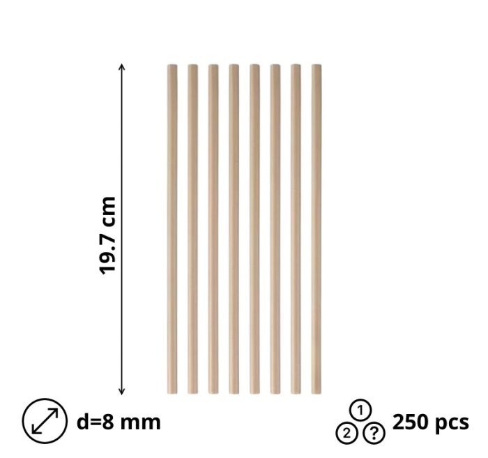 Slamke papirnate l=197 mm d=8 mm kraft 100 kom/pak
