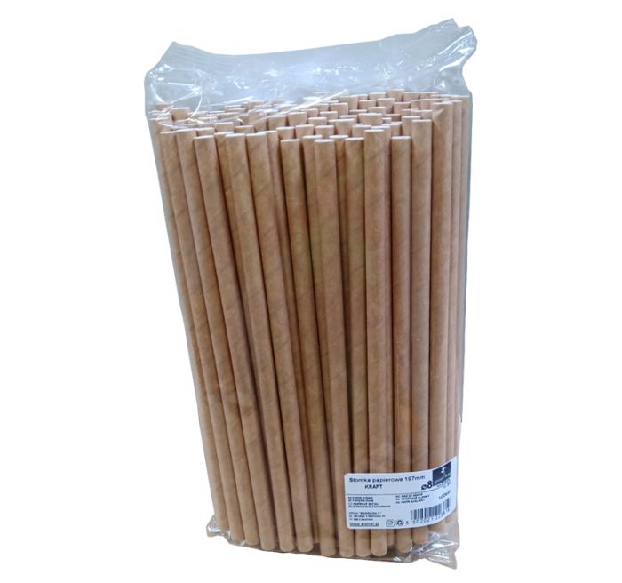 Slamke papirnate l=197 mm d=8 mm kraft 100 kom/pak