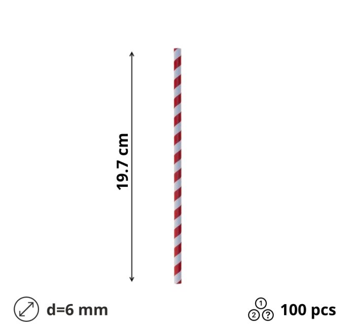 Slamke papirnate l=197 mm d=6 mm lolipop 100 kom