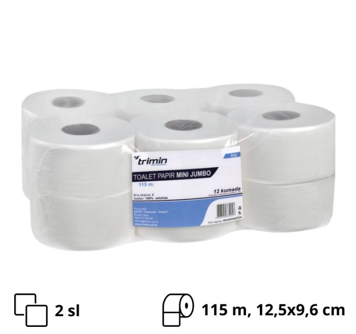 Toaletni papir v roli 2 sl 115 m bieli [12 kom/pak]