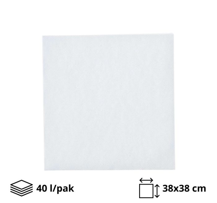 Papirnate salvete 2 sl 38×38 cm bieli 40 l/pak