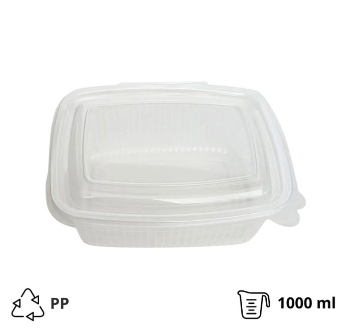 Posuda za poklopcem PP 1000 ml 185×135х70 mm prozirna [50 kom/pak]