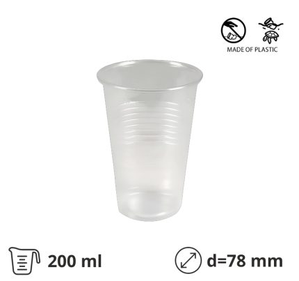 Čaša PP 200 ml prozirna 100 kom