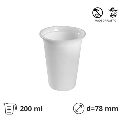 Čaša PP 200 ml bjela 100 kom