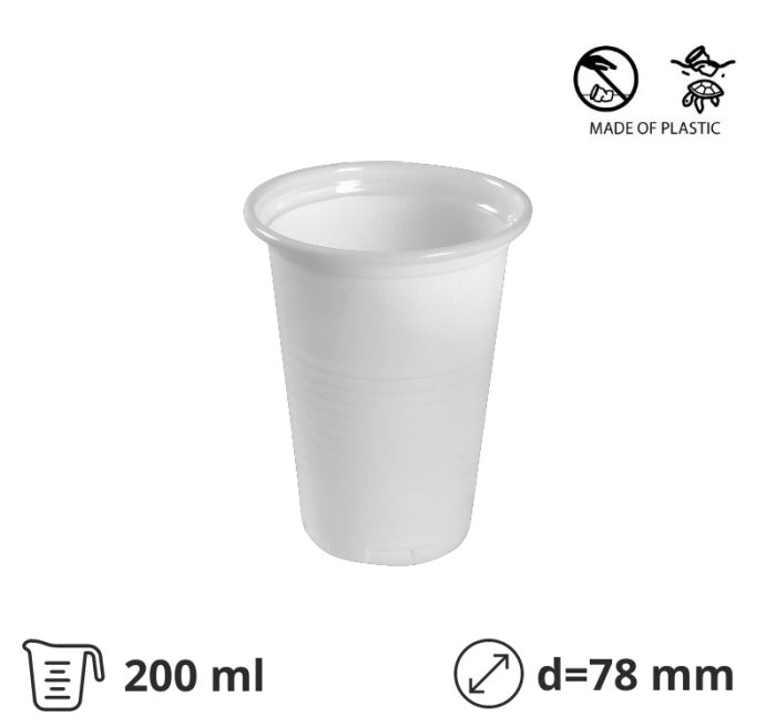 Čaša PP 200 ml bjela 100 kom