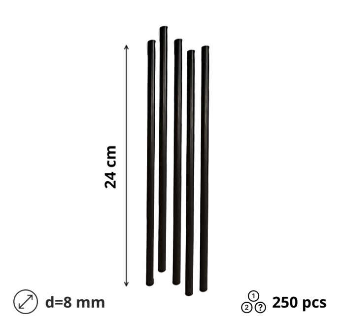 Slamke plastične l=240 mm d=8 mm crne 250 kom/pak