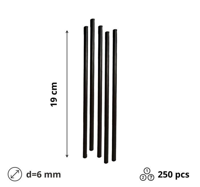 Slamke plastične l=190 mm d=6 mm crne 250 kom/pak