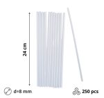 Slamke plastične l=240 mm d=8 mm prozirna 250 kom/pak
