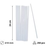 Slamke plastične l=240 mm d=8 mm prozirna 250 kom/pak