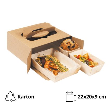 Pakiranje s ručkom Take away 220x200x90 mm kraft [5 kom/pak]