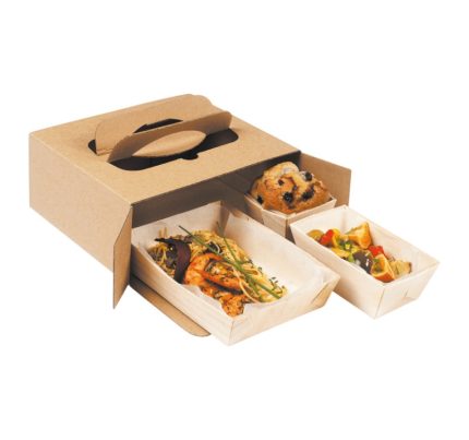 Pakiranje s ručkom Take away 220x200x90 mm kraft [5 kom/pak]
