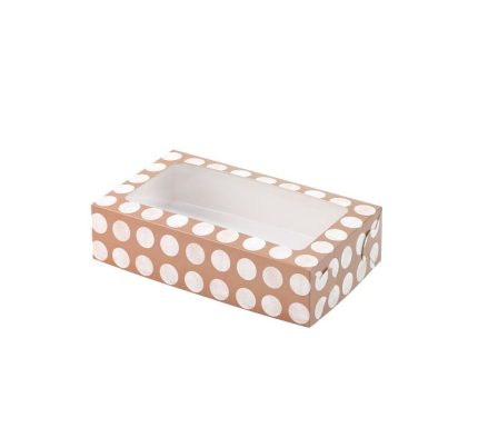 Kutija za desert s prozorom od 145х250х60 mm točkice (poklopac+dno), 5 kom