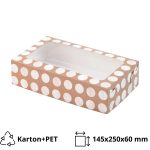 Kutija za desert s prozorom od 145х250х60 mm točkice (poklopac+dno), 5 kom