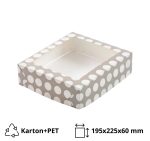 Kutija za desert s prozorom 195х225х60 mm, sive točkice (poklopac+dno), 20 kom, komplet