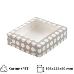 Kutija za desert s prozorom 195х225х60 mm, sive točkice (poklopac+dno), 20 kom, komplet