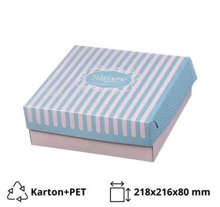Kutija s poklopcem za desert 21.8×21.6×8 cm ALUMINIUM PATISSERIE [10 kom/pak]