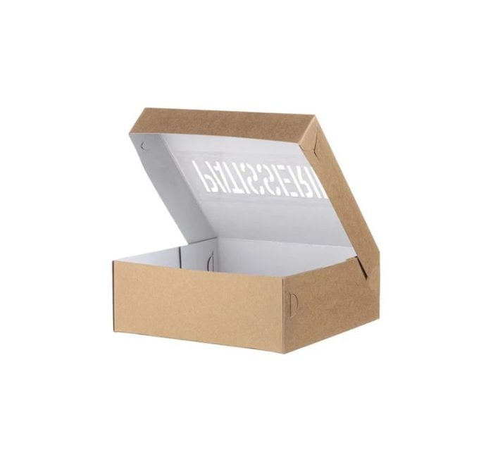 Kutija s poklopcem za desert  21.8×21.6×8 cm KRAFT PATISSERIE [3 kom/pak]