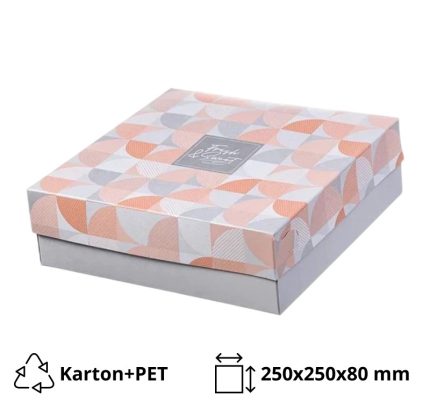 Kutija s poklopcem za desert 25x25x8 cm SWEET & FRESH [14 kom/pak]