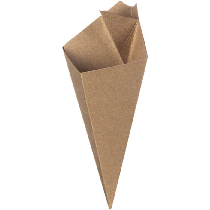 Posuda za pomfrit (s pregradom za umak) CHIP CONE kraft 50 kom