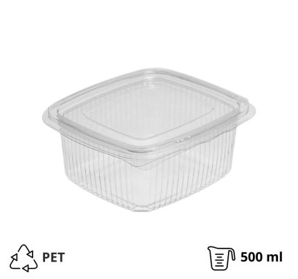 Posuda s ravnim poklopcem PET 500 ml 100x112x55 prozirna [100 kom/pak]