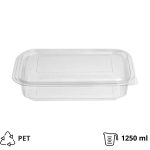 Posuda s ravnim poklopcem PET 1250 ml 212x152x45 prozirna [50 kom/pak]