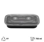 Posuda sa poklopcem PP AMERICAN STYLE 750 ml 217x146x43 mm crna [50 kom/pak]