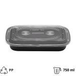 Posuda sa poklopcem PP AMERICAN STYLE 750 ml 217x146x43 mm crna [50 kom/pak]