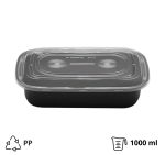 Posuda sa poklopcem PP AMERICAN STYLE 1000 ml 217x146x51 mm crna [50 kom/pak]