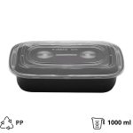 Posuda sa poklopcem PP AMERICAN STYLE 1000 ml 217x146x51 mm crna [50 kom/pak]