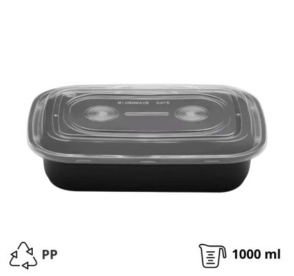 Posuda sa poklopcem PP AMERICAN STYLE 1000 ml 217x146x51 mm crna [50 kom/pak]