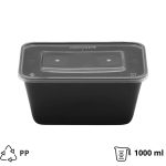 Posuda sa poklopcem PP 1000 ml 176x124x80 mm crna [50 kom/pak]